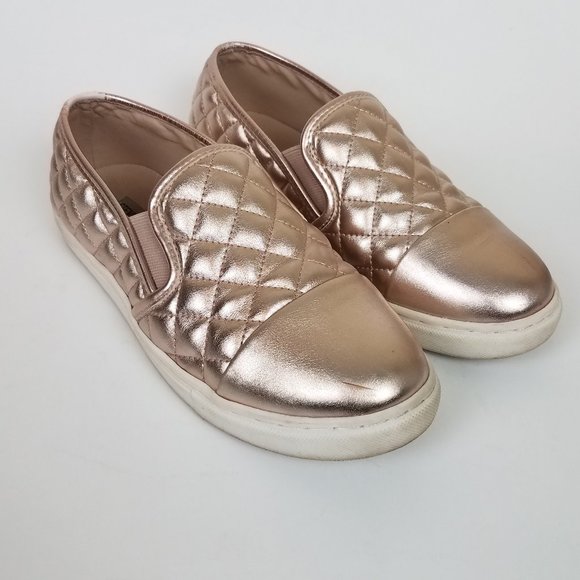 Steve Madden Zaander Pink Rose Gold Shiny Faux Leather Slip On Loafers - Picture 3 of 16